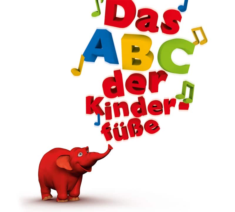 Das ABC der Kinderfüße mit rotem Elefanten